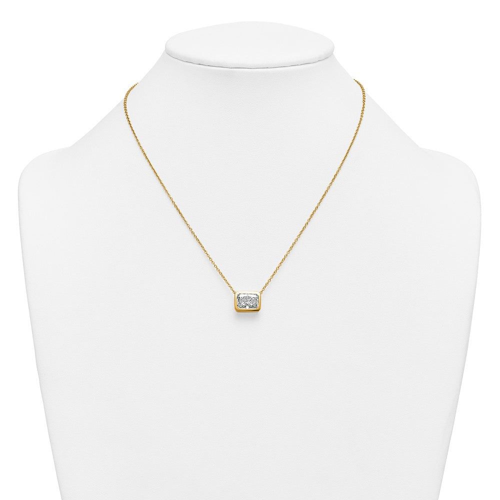 14k 4ct Cert Lab Grown Diamond VS+ F+ Radiant Comp 18in Bezel Necklace