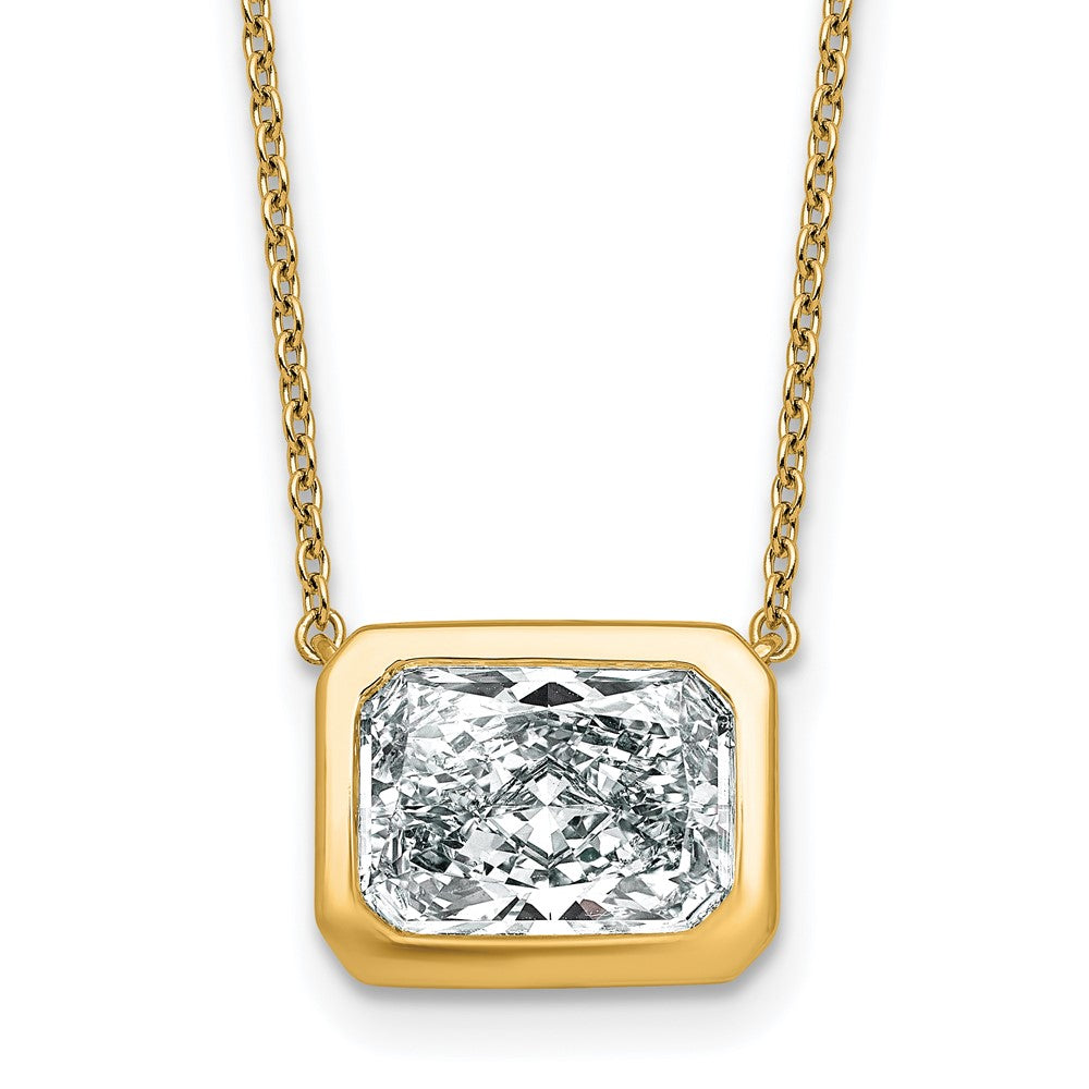 14k 4ct Cert Lab Grown Diamond VS+ F+ Radiant Comp Bezel Pendant