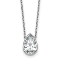 14kw 2 1/2ct Cert Lab Grown Diamond VS+ F+ Pear Comp 18in Bezel Necklace