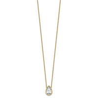14k 2 1/2ct Cert Lab Grown Diamond VS+ F+ Pear Comp 18in Bezel Necklace