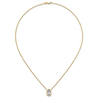 14k 2 1/2ct Cert Lab Grown Diamond VS+ F+ Pear Comp 18in Bezel Necklace