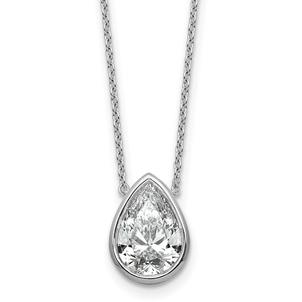 14kw 3ct Cert Lab Grown Diamond VS+ F+ Pear Comp Bezel Pendant