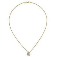 14k 3ct Cert Lab Grown Diamond VS+ F+ Pear Comp 18in Bezel Necklace