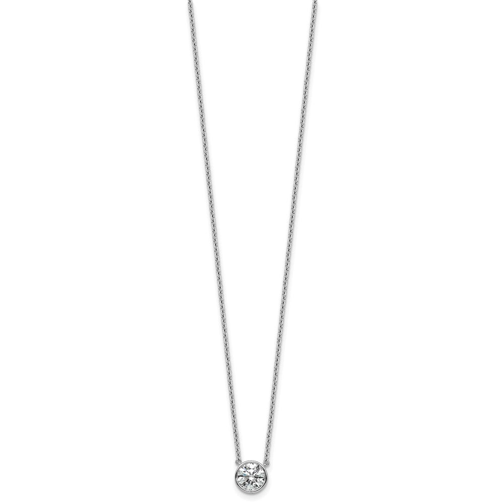 14kw 1ct Cert Lab Grown Diamond VS+ F+ Comp Bezel Set 18in Necklace