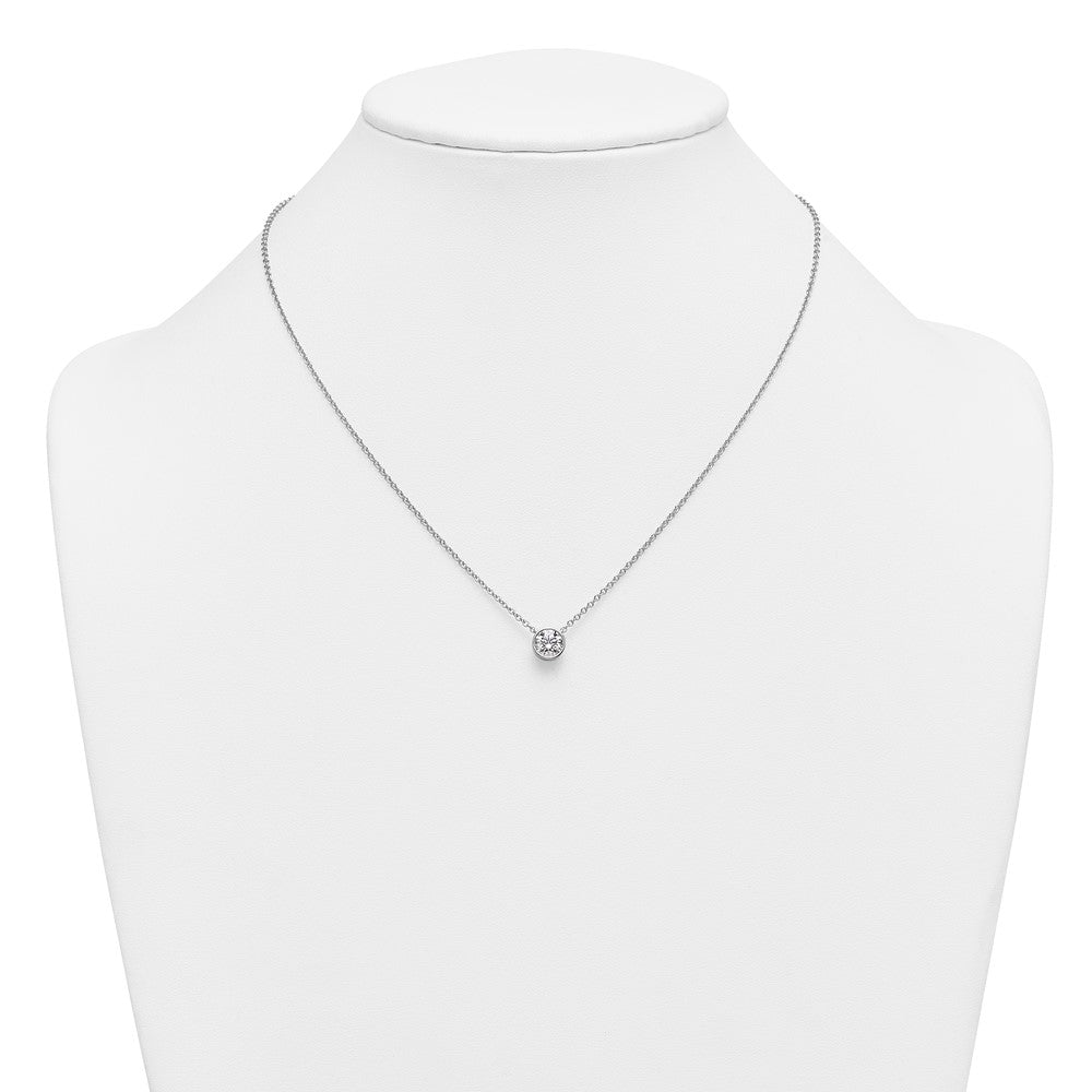 14kw 1ct Cert Lab Grown Diamond VS+ F+ Comp Bezel Set 18in Necklace