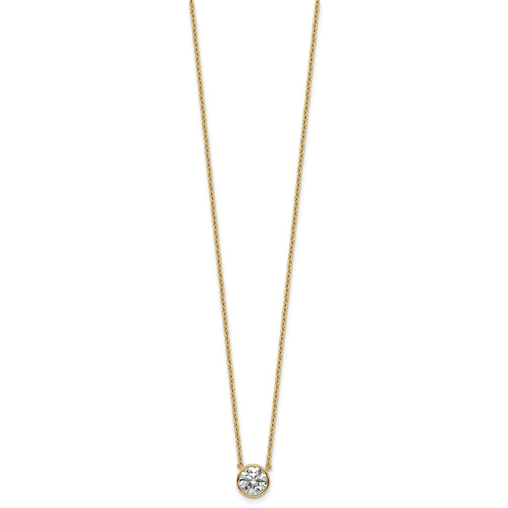 14k 1ct Cert. Lab Grown DIA. VS+ F+ Comp Round Bezel Set 18in Necklace