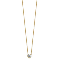 14k 1ct Cert. Lab Grown DIA. VS+ F+ Comp Round Bezel Set 18in Necklace
