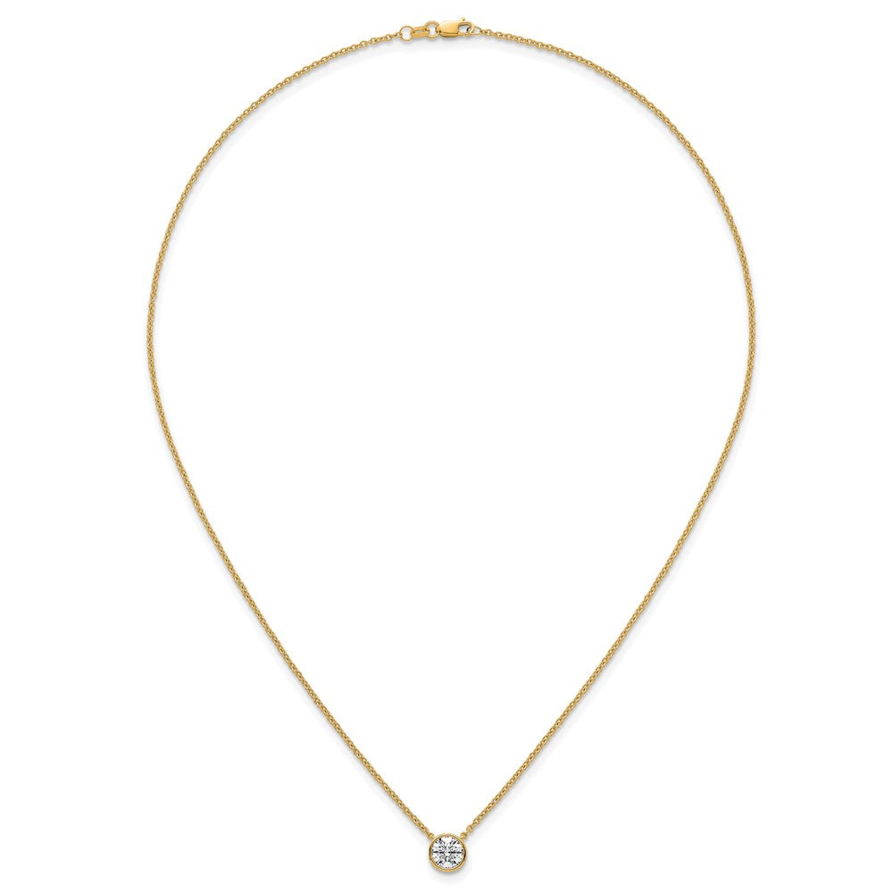 14k 1ct Cert. Lab Grown DIA. VS+ F+ Comp Round Bezel Set 18in Necklace