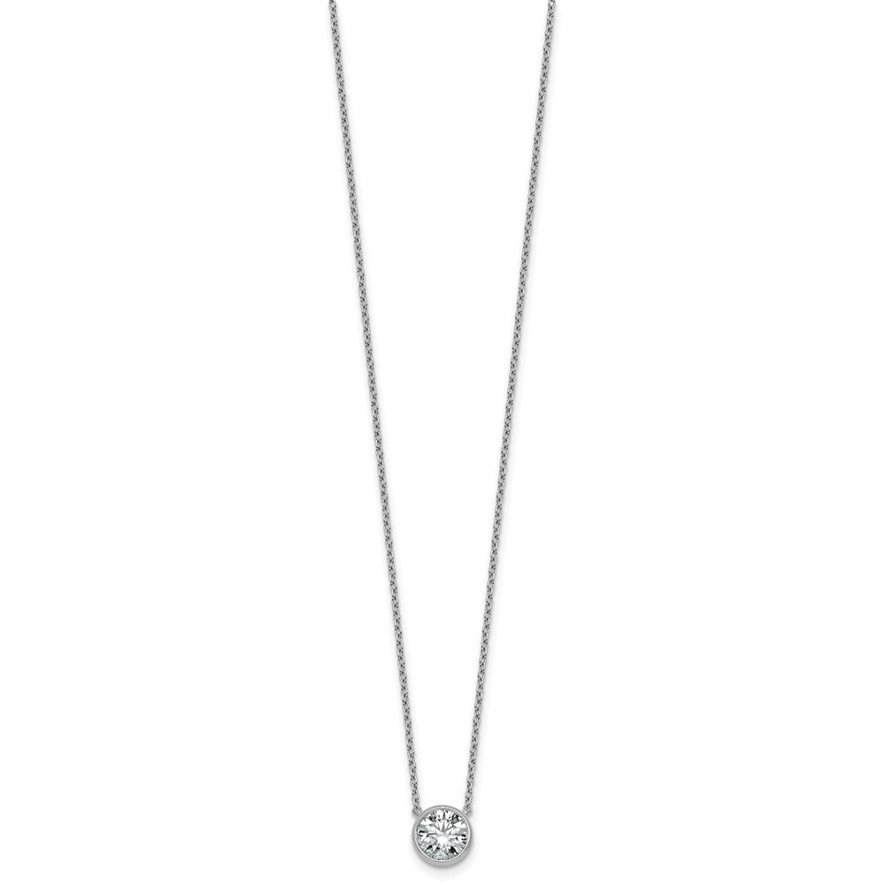 14kw 1 1/2ct Certified Lab Grown Dia VS+ F+ Comp Bezel Set 18in Necklace