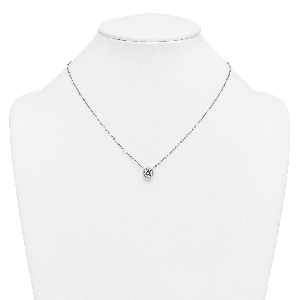 14kw 1 1/2ct Certified Lab Grown Dia VS+ F+ Comp Bezel Set 18in Necklace