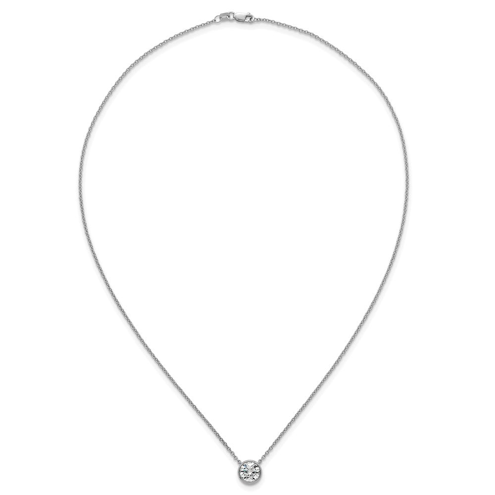 14kw 1 1/2ct Certified Lab Grown Dia VS+ F+ Comp Bezel Set 18in Necklace
