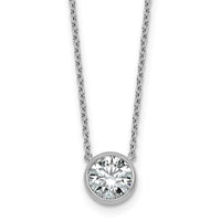 14kw 1 1/2ct Certified Lab Grown Dia VS+ F+ Comp Bezel Set 18in Necklace