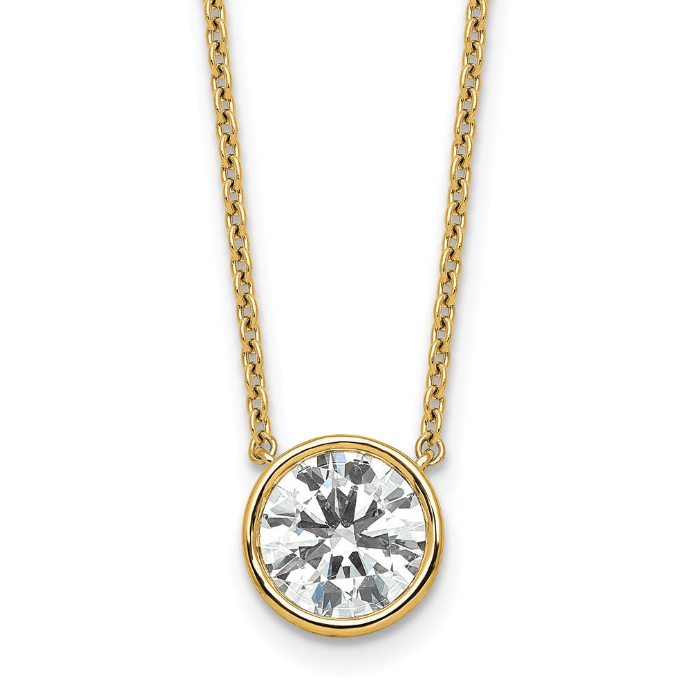 14k 2ct Certified Lab Grown Diamond VS+ F+ Comp Bezel Set 18in Necklace