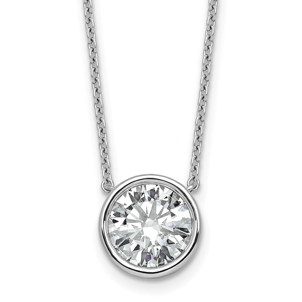 14k White Gold 3ct Cert Lab Grown Dia VS+ F+ Comp Bezel Set Pendant