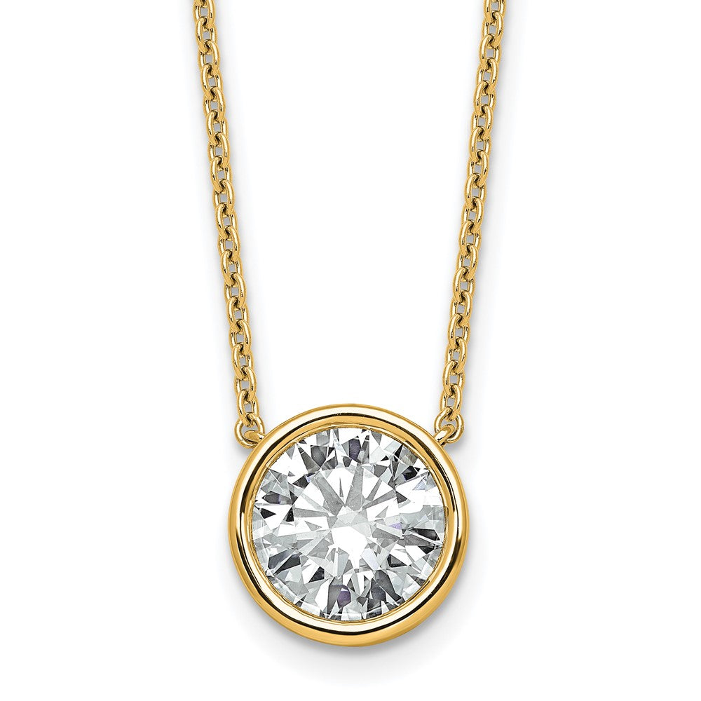 14k 3ct Certified Lab Grown Diamond VS+ F+ Complete Bezel Set Pendant