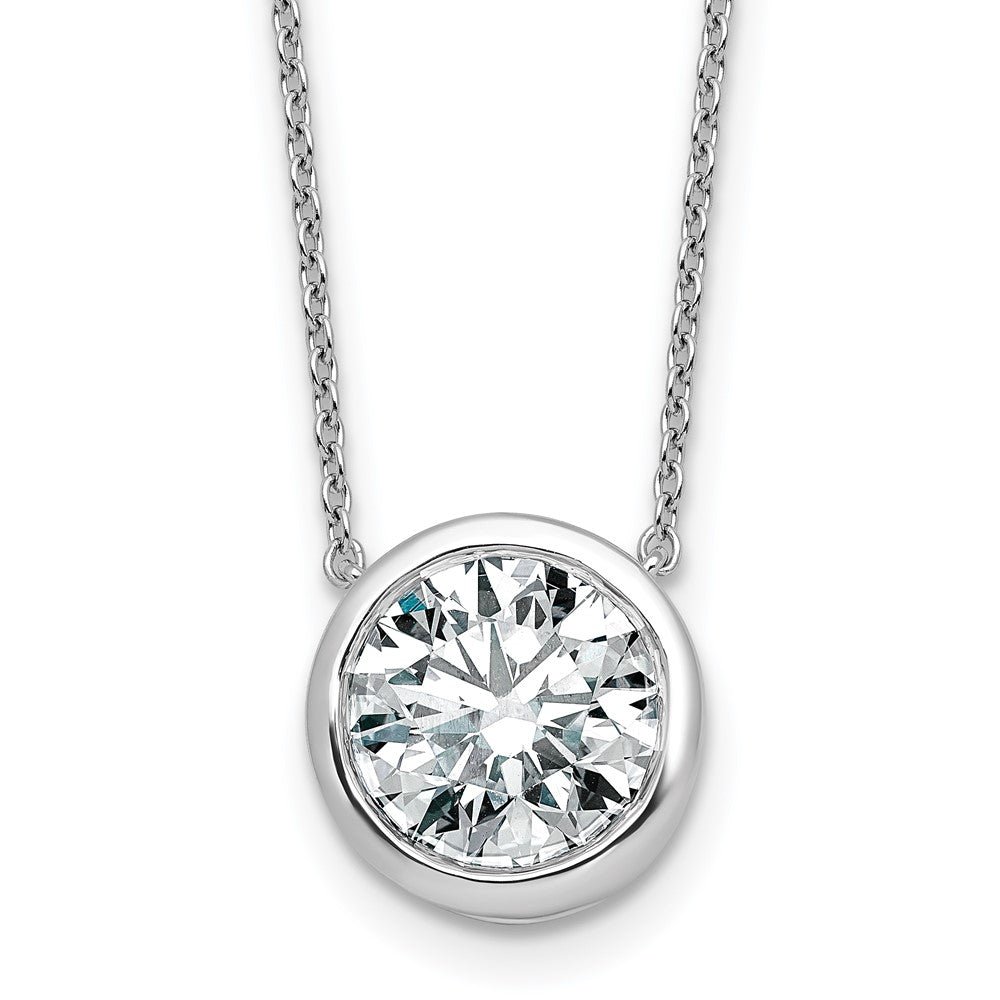 14k White Gold 4ct Cert Lab Grown Dia VS+ F+ Comp Bezel Set Pendant