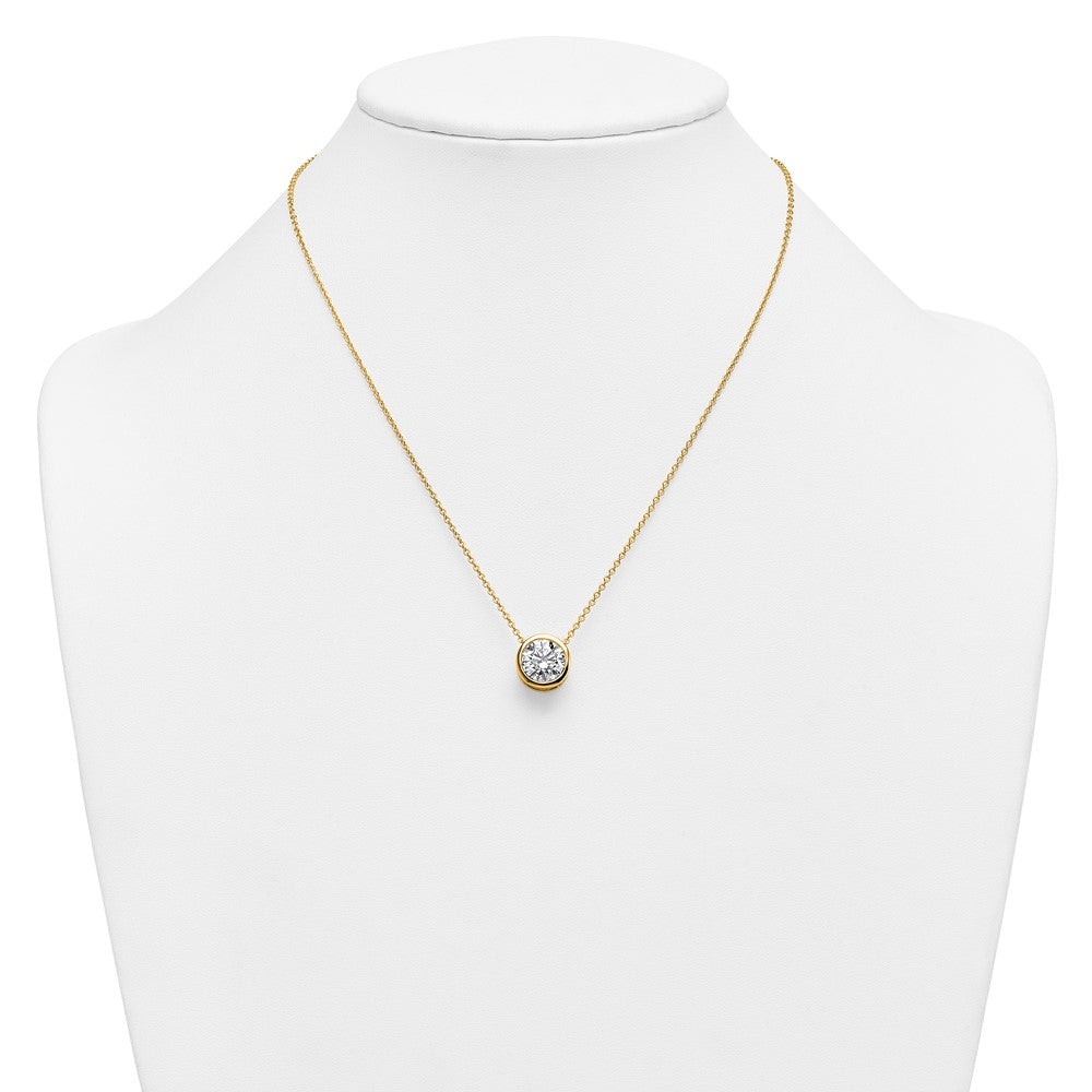 14k 4ct Certified Lab Grown Diamond VS+ F+ Comp Bezel Set 18in Necklace