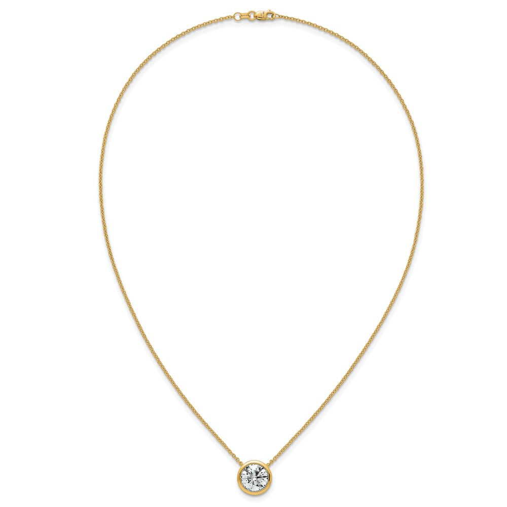 14k 4ct Certified Lab Grown Diamond VS+ F+ Comp Bezel Set 18in Necklace