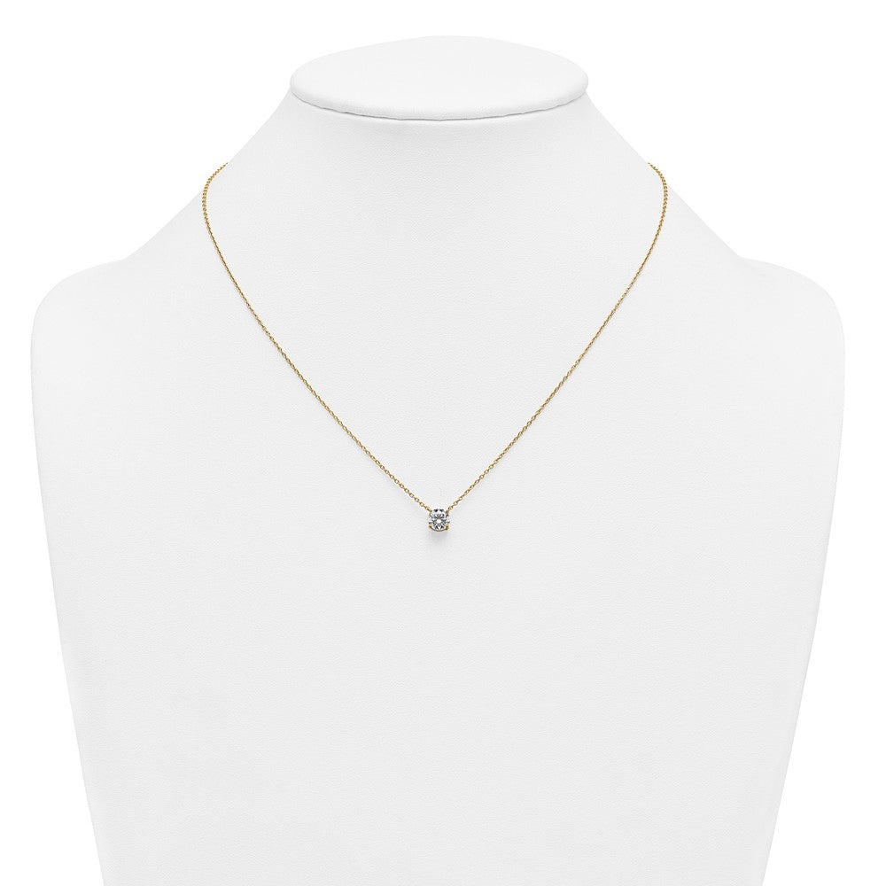 14k 1ct Lab Grown Dia VS+ F+ Round Comp 4 Prong 18in Solitaire Necklace