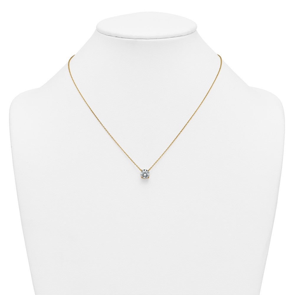 14k 2ct Lab Grown Dia VS+ F+ Round Comp 4 Prong 18in Solitaire Necklace
