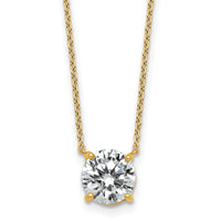 14k 2ct Lab Grown Dia VS+ F+ Round Comp 4 Prong 18in Solitaire Necklace