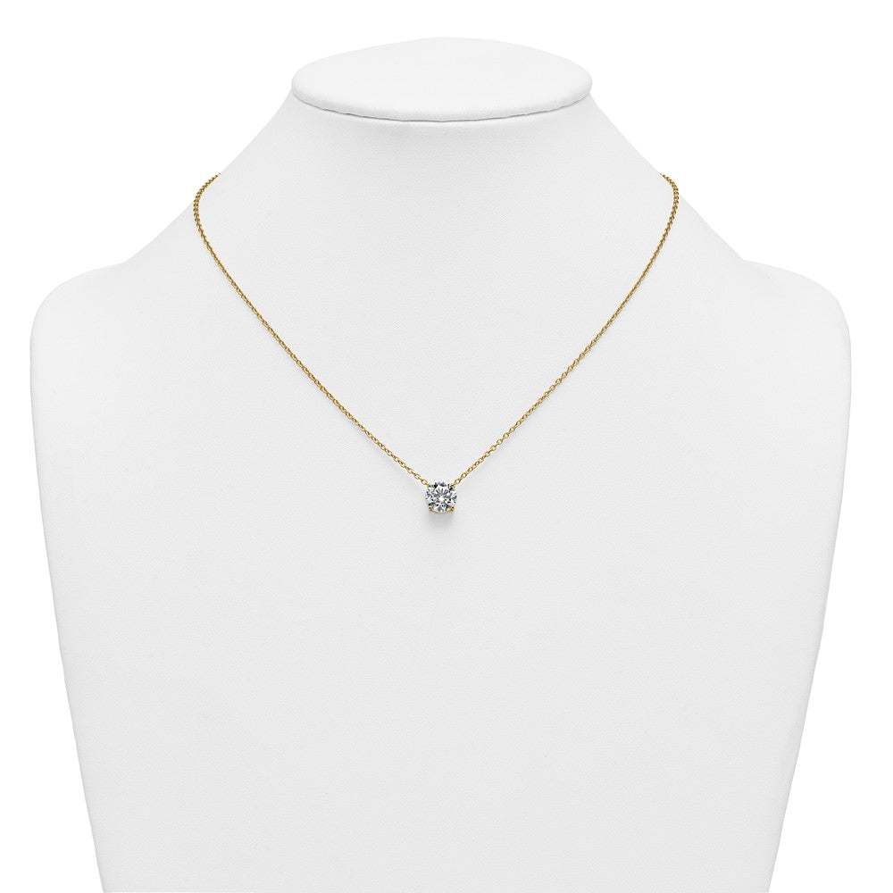 14k 3ct Cert Lab Grown Dia VS+ F+ Comp 4 Prong 18in Solitaire Necklace