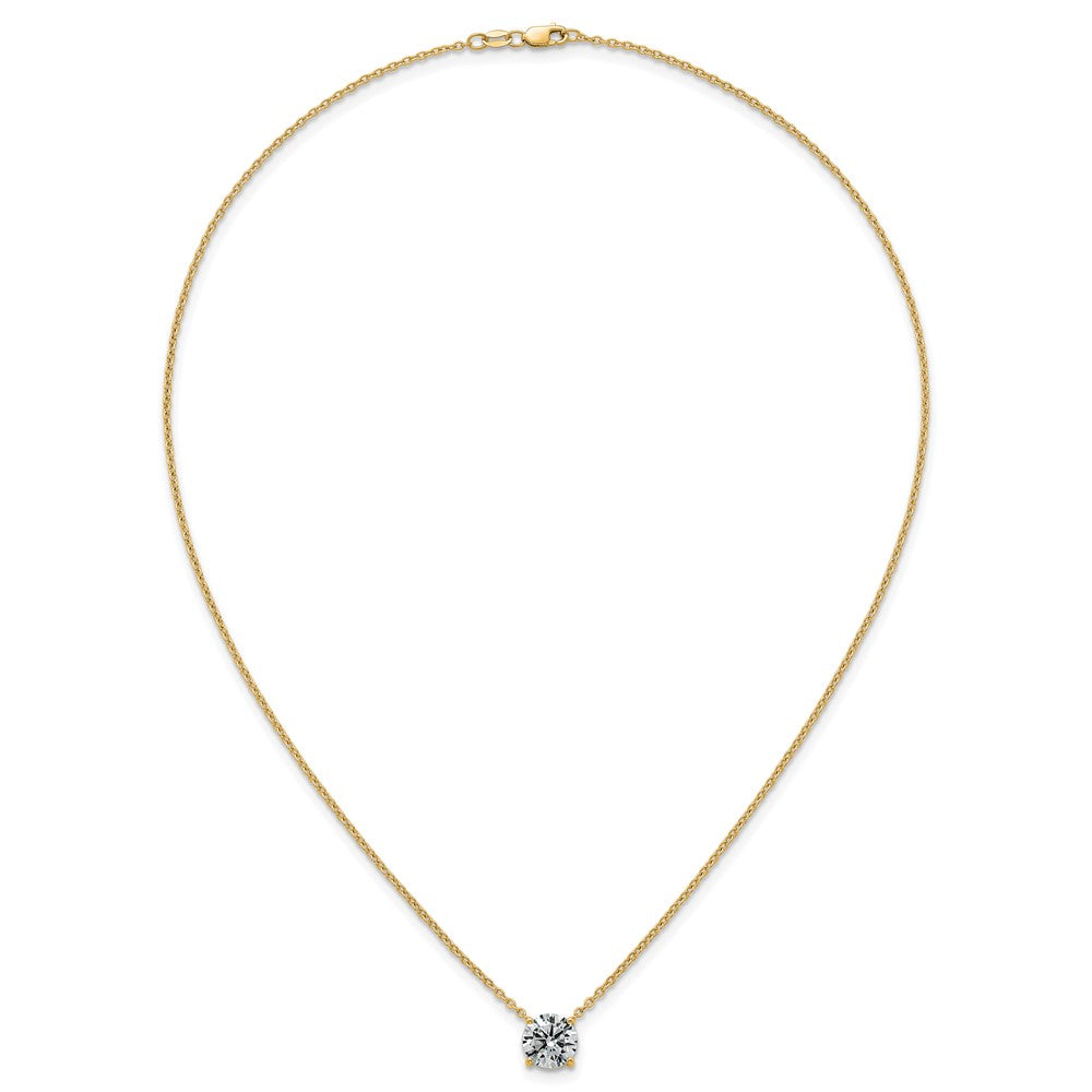 14k 3ct Lab Grown Dia VS+ F+ Round Comp 4 Prong 18in Solitaire Necklace