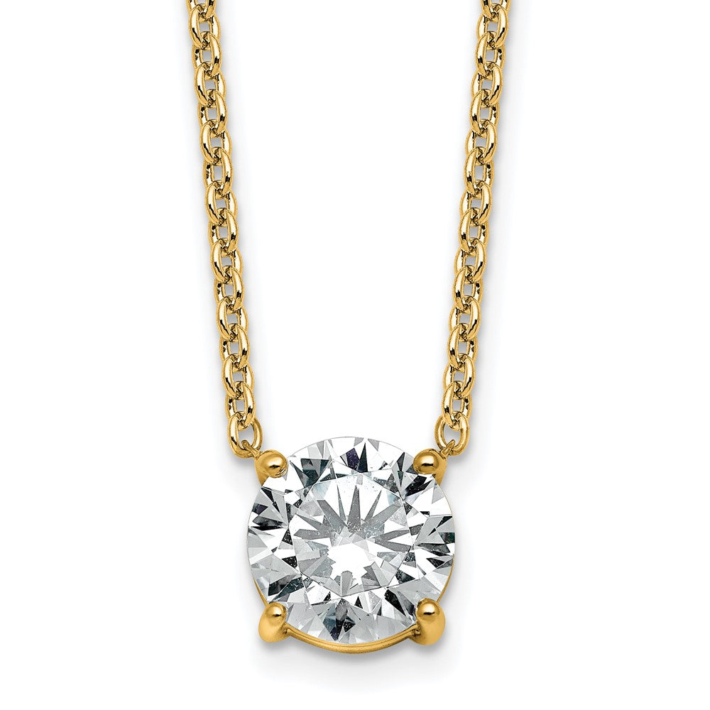 14k 3ct Lab Grown Dia VS+ F+ Round Comp 4 Prong 18in Solitaire Necklace