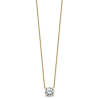 14k 4ct Cert Lab Grown Dia VS+ F+ Comp 4 Prong 18in Solitaire Necklace
