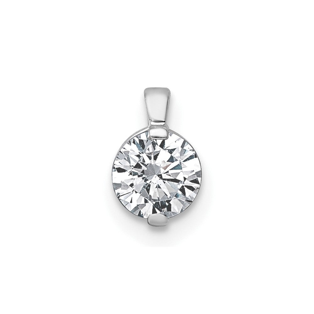 14kw 1/2ct Lab Grown Dia VS+ F+ Round Comp Bezel Set Chain Slide Pendant