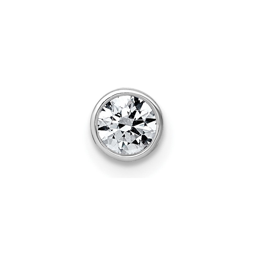 14kw 1/3ct Lab Grown Dia VS+ F+ Round Comp Bezel Set Chain Slide Pendant