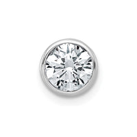 14kw 1ct Cert Lab Grown Dia VS+ F+ Round Comp Bezel Set Chain Slide Pendant