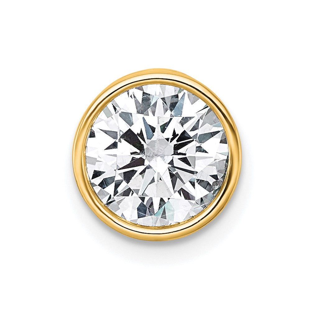 14k 2ct Cert Lab Grown Dia VS+ F+ Round Comp Bezel Set Chain Slide Pendant