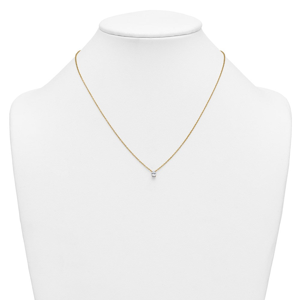 14k 1/4ct Lab Grown Dia VS+ F+ Oval Comp 18in 4 Prong Pendant Necklace