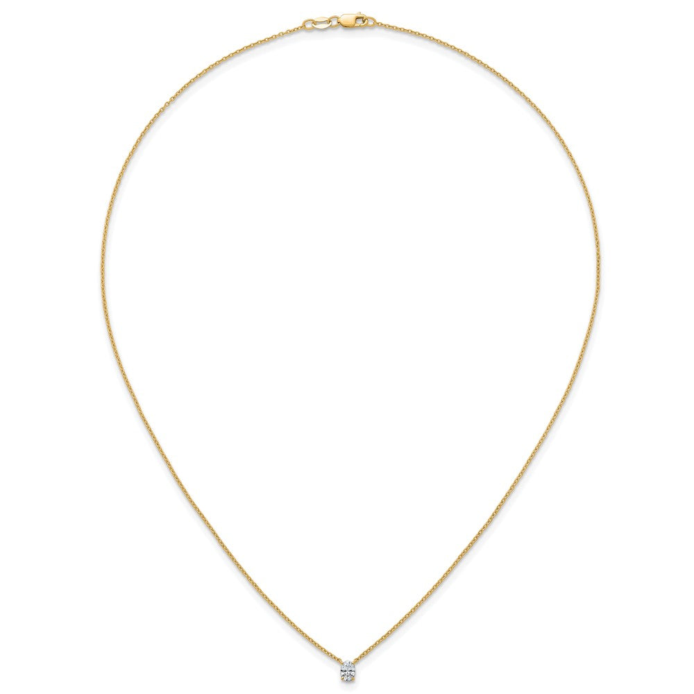 14k 1/4ct Lab Grown Dia VS+ F+ Oval Comp 18in 4 Prong Pendant Necklace