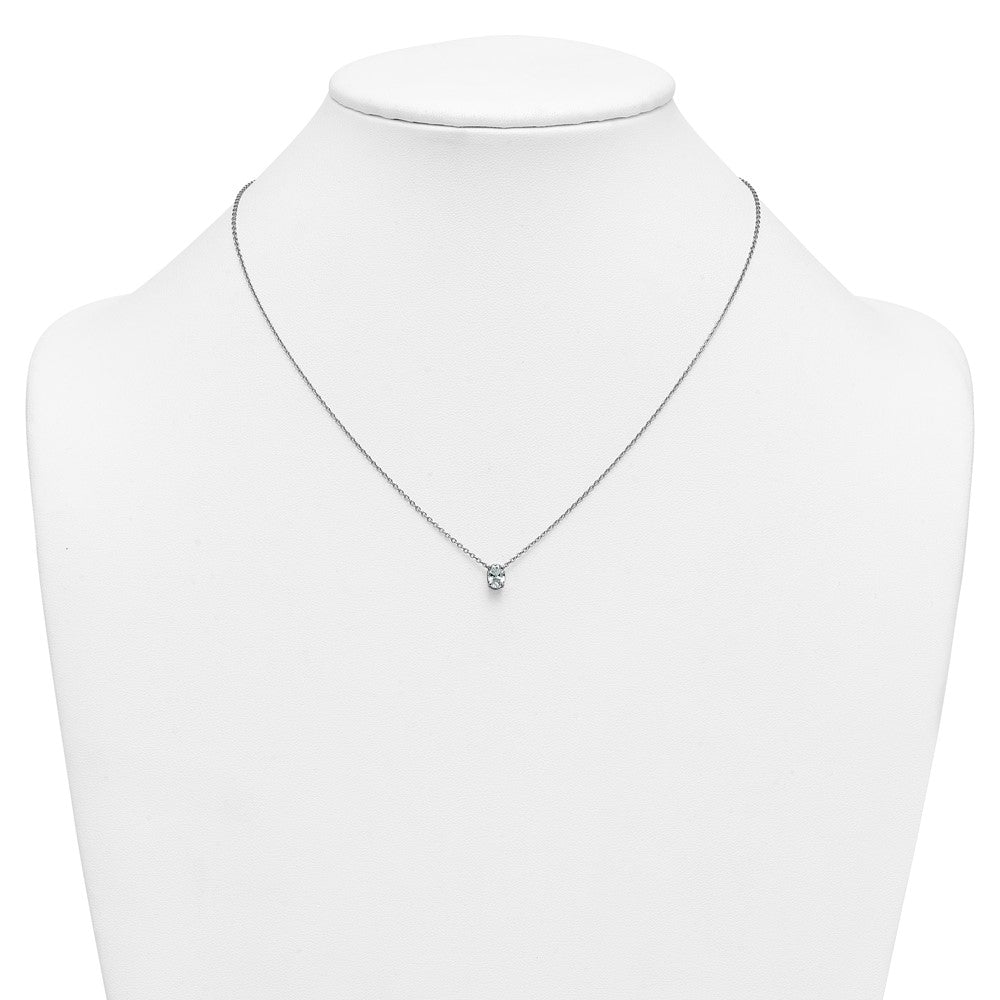 14kw 1/2ct Lab Grown Dia VS+ F+ Oval Comp 18in 4 Prong Pendant Necklace