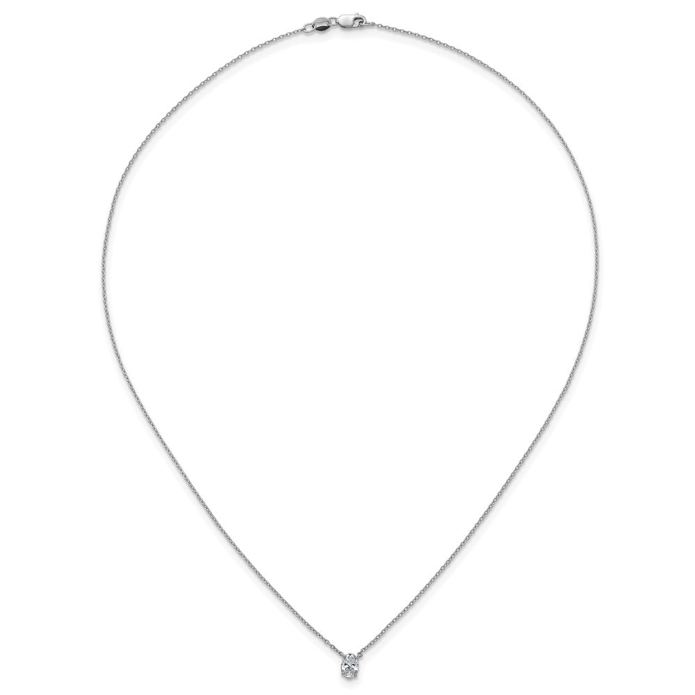 14kw 1/2ct Lab Grown Dia VS+ F+ Oval Comp 18in 4 Prong Pendant Necklace