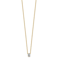14k 1/2ct Lab Grown Dia VS+ F+ Oval Comp 18in 4 Prong Pendant Necklace
