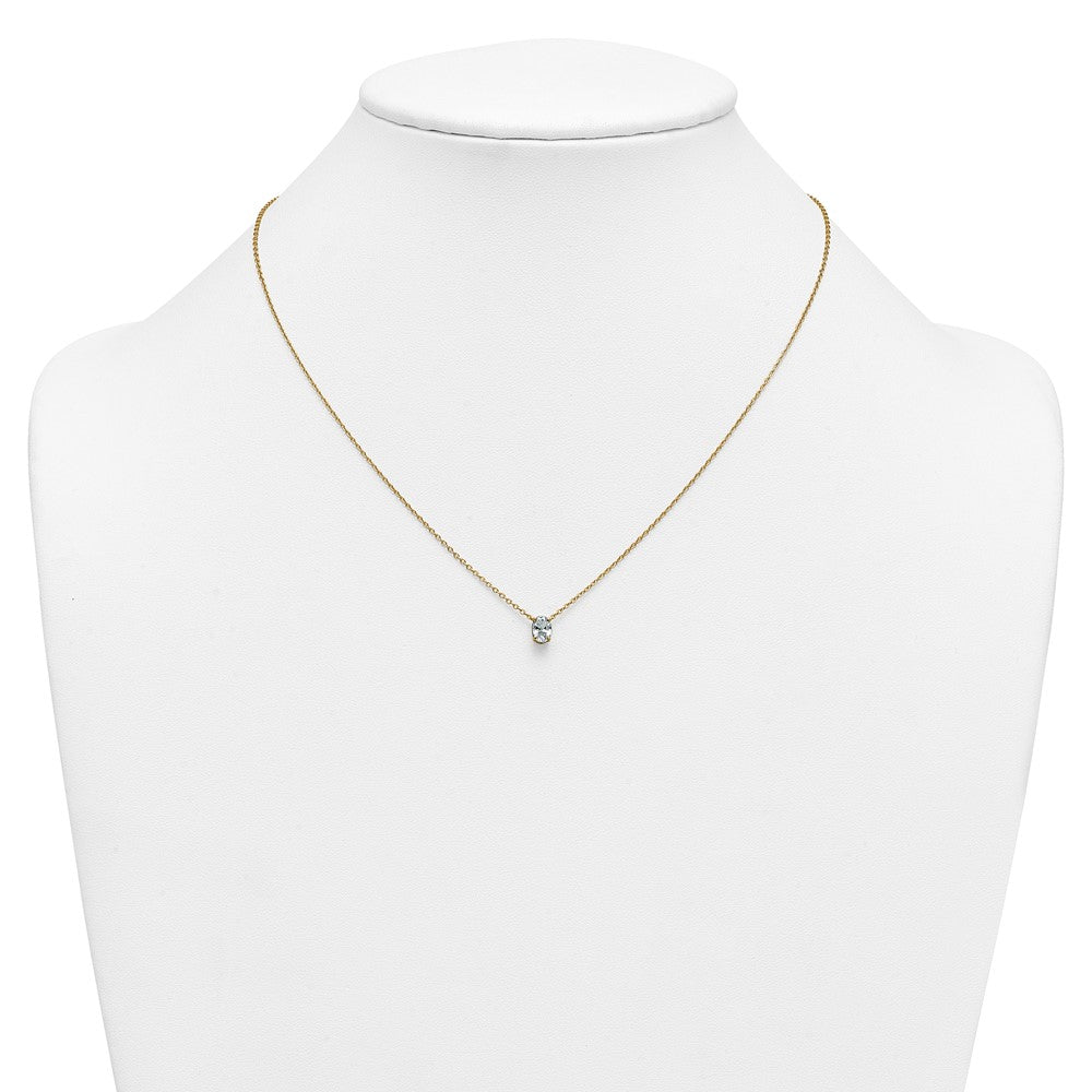 14k 1/2ct Lab Grown Dia VS+ F+ Oval Comp 18in 4 Prong Pendant Necklace