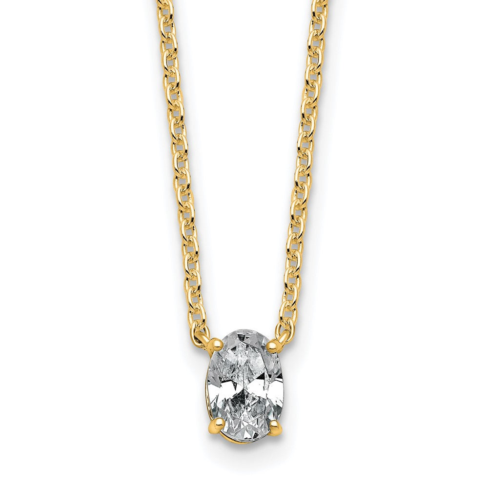 14k 1/2ct Lab Grown Dia VS+ F+ Oval Comp 18in 4 Prong Pendant Necklace