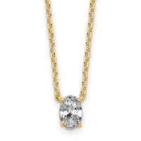 14k 1/2ct Lab Grown Dia VS+ F+ Oval Comp 18in 4 Prong Pendant Necklace