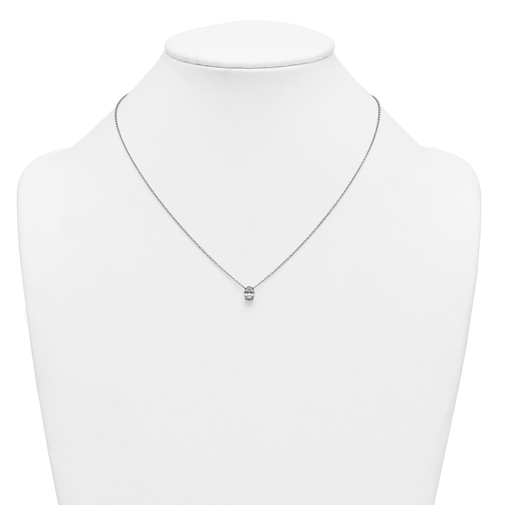 14k White Gold 3/4ct Lab Grown Dia VS+ F+ Oval Comp 18in Pendant Necklace