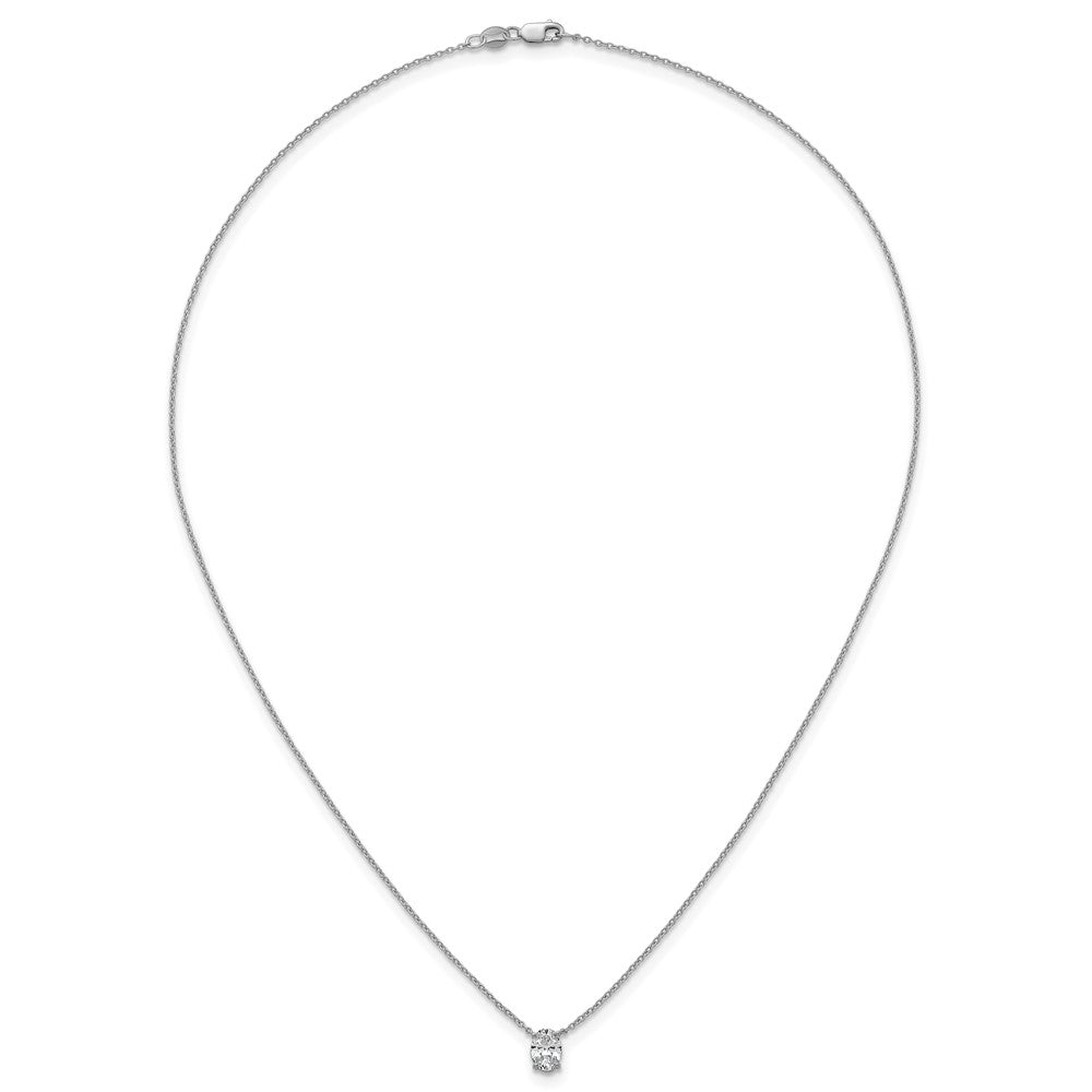 14k White Gold 3/4ct Lab Grown Dia VS+ F+ Oval Comp 18in Pendant Necklace