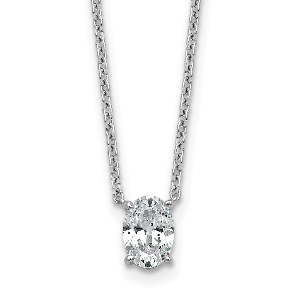 14k White Gold 3/4ct Lab Grown Dia VS+ F+ Oval Comp 18in Pendant Necklace