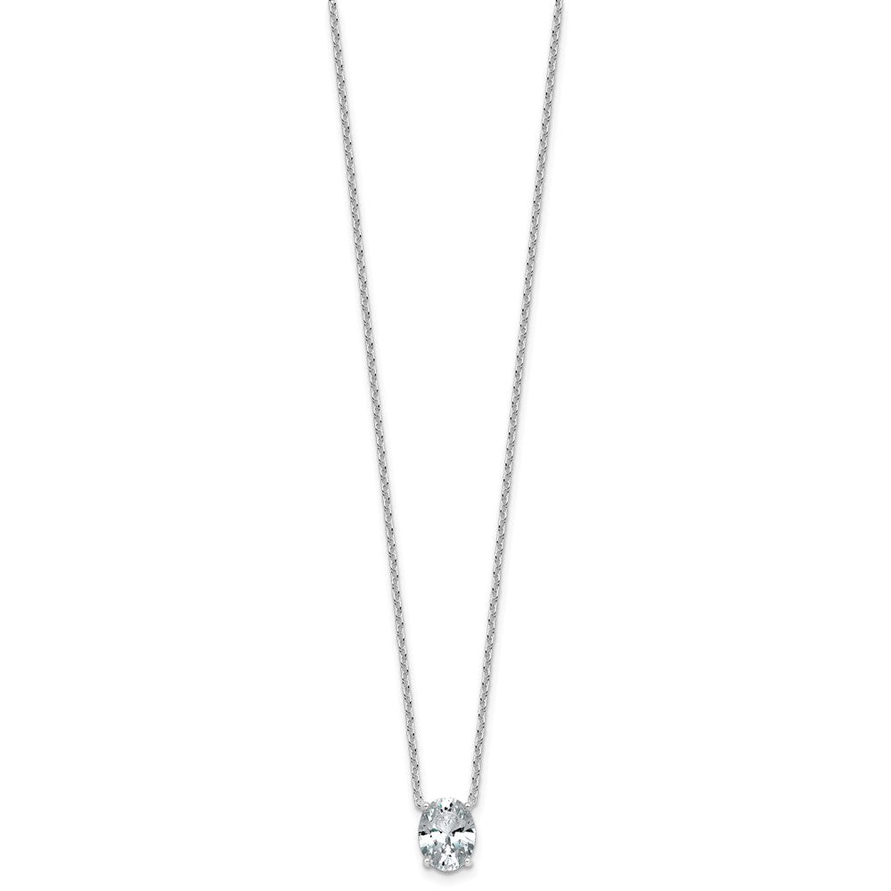 14kw 1 1/2ct Cert Lab Grown Dia VS+ F+ Oval Comp 18in Pendant Necklace