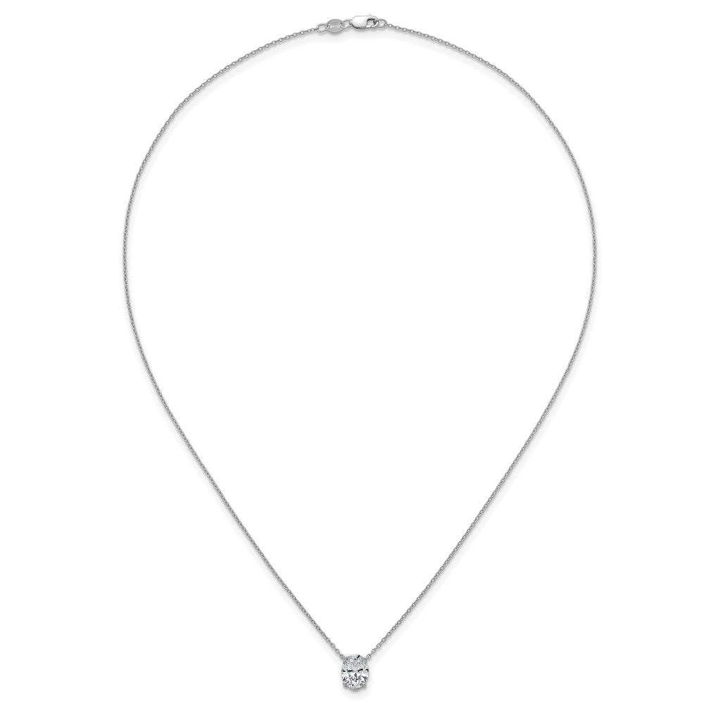14kw 1 1/2ct Cert Lab Grown Dia VS+ F+ Oval Comp 18in Pendant Necklace