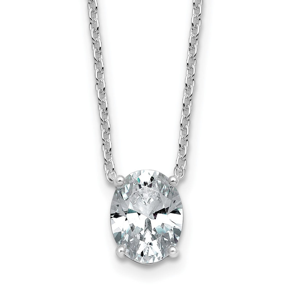 14kw 1 1/2ct Cert Lab Grown Dia VS+ F+ Oval Comp 18in Pendant Necklace