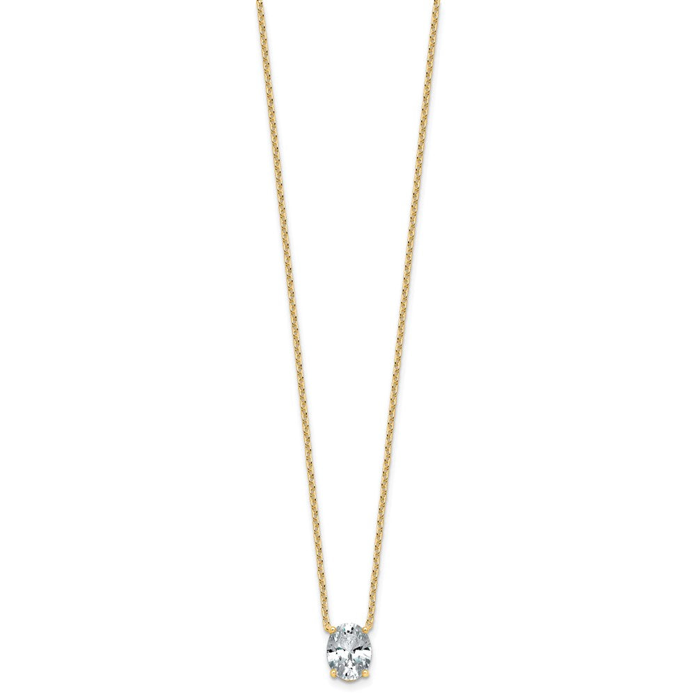 14k 1 1/2ct Cert Lab Grown Dia VS+ F+ Oval Comp 18in Pendant Necklace