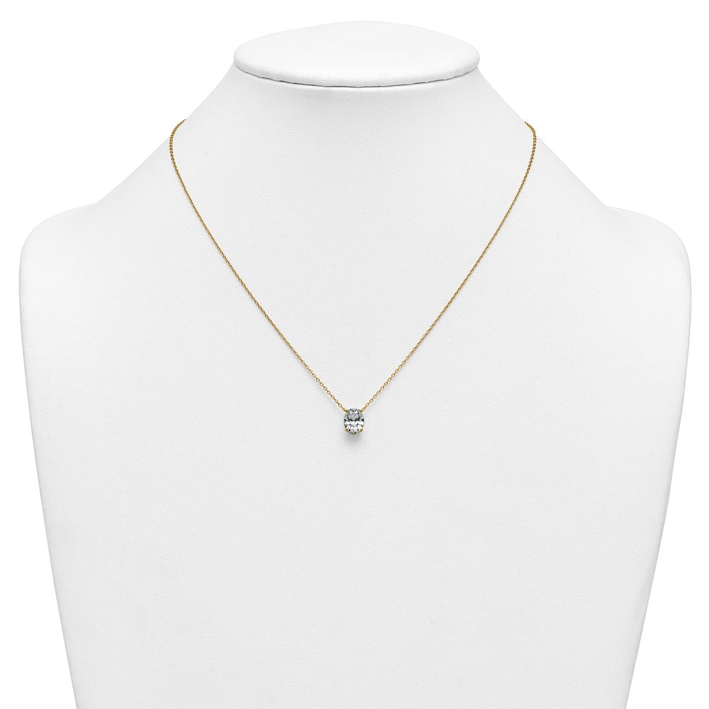 14k 1 1/2ct Cert Lab Grown Dia VS+ F+ Oval Comp 18in Pendant Necklace