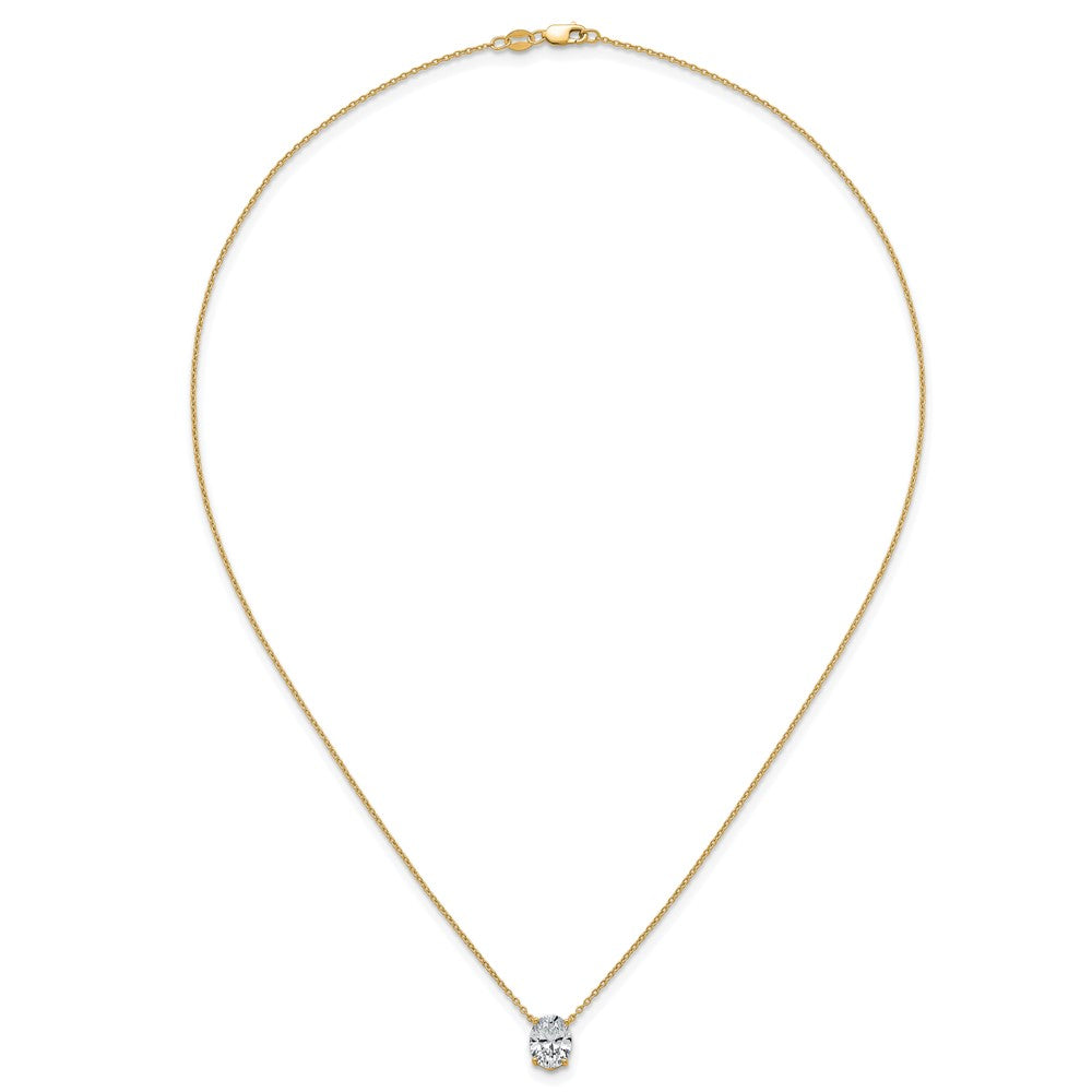 14k 1 1/2ct Cert Lab Grown Dia VS+ F+ Oval Comp 18in Pendant Necklace